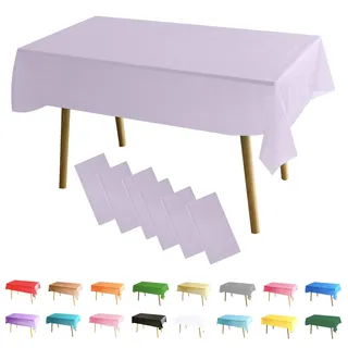MOMHUA 6Pcs Macaron Violett Tischdecke, 137x274cm Tischtuch Plastiktischdecke, Rechteckige Tischabdeckung Gartentischdecke Outdoor Table Cloth für Geburtstag Feste Hochzeiten Halloween Weihnachten