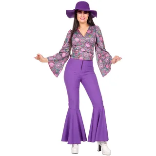 Wilbers & Wilbers 4358-70er Jahre Hippie Bluse mit Mandala Motiv, Flower Power, Disco Oberteil Damen