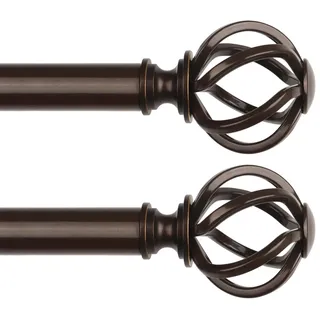 Omgoods – 2 Stück Vorhangstangen, Bronze, 80 bis 218 cm – Verstellbare Vorhangstange mit modernem Design - Bronze