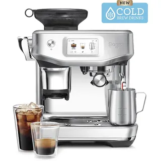 Sage Barista Touch Impress gebürstetes Edelstahl mit automatischer Milchaufschäumung, integriertem Mahlwerk & Cold Brew-Funktion