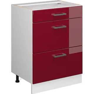 Vicco Schubladenschrank R-Line 60 x 81,6 x 46 cm Rot Hochglanz