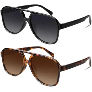 GQUEEN Retro Pilotenbrille Damen Herren 70s Polarisiert Sonnenbrille UV400
