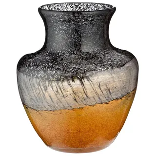 GILDE GLAS art Deko Vase - Blumenvase durchgefärbtes Glas - Deko Herbst - Geschenk für Frauen Weihnachten Geburtstag - Farbe: Braun Schwarz - Höhe 20,5 cm