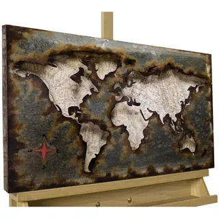 Kunstloft Metallbild Silber 60/40 cm , Braun, Silberfarben , Metall , 1.7x40 cm , Bilder & Rahmen, Bilder, Holz & Metallbilder
