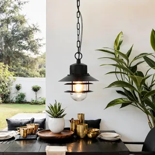 Pendelleuchte Außen Maritim Licht-Erlebnisse Solas IP44 E27 Ø22cm Schwarz