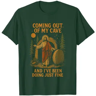 Ich komme aus meiner Höhle und es geht Mir gut, Jesus T-Shirt, Herren, Waldgrün, L