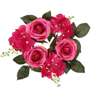 STOBAZA Eleganter Künstlicher Rosen Kerzenring aus Seidenblumen für Tischdekoration zur Hochzeitsfeier und Romantischen Valentinstag Deko