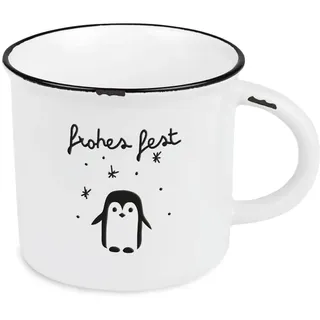 Kaffeetasse vintage| Keramik Becher zum verschenken | 400 ml |Weihnachten | frohes fest, Weiß