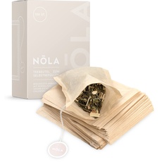 NOLA Einweg Teebeutel für losen Tee (100 Stück) - biologisch abbaubar & recyclebar - mit Kordelzug - 9,5 x 8 cm - auch für Teekannen geeignet