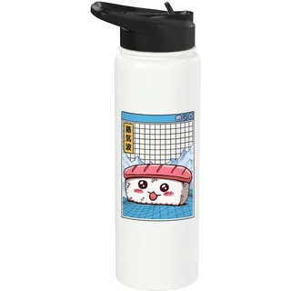 Sushi Kawaii Grid Vaporwave Ästhetischer Anime Stainless Steel Insulated Water Bottle