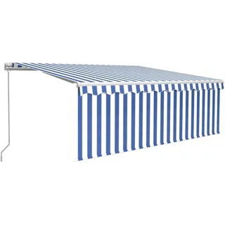 vidaXL Markise Manuell Einziehbar mit Rollo 4x3 m Blau & Weiß - Blau