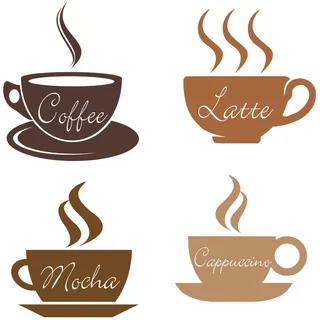 SUPERDANT Kaffee Wandtattoo Latte Mokka Cappuccino Kaffee Braun Wandsticker Abziehen Und Aufkleben Entfernbare Vinyl Wandaufkleber Für Küche Bar Wohnzimmer Wanddekoration