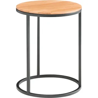 Johann Jakob Beistelltisch , Holz , Wildeiche , massiv, vollmassiv, Hartholz , rund , 39x54x39 cm , einfacher Aufbau , Wohnzimmer, Wohnzimmertische, Beistelltische, Beistelltische Holz