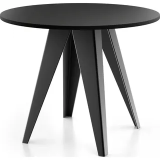 WFL GROUP Esstisch Glory im Industriestil - Modern, Rund - Ausziehbar von 100 cm bis 140 cm, Pulverbeschichtete Metallbeine - Schwarz - Schwarz