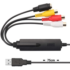 USB Video Grabber – August VGB350 Konverter mit Composite und S-Video Anschluss zum Digitalisieren von VHS Hi8 Kassetten auf DVD USB Festplatte - Unterstützt SECAM PAL NTSC– Kompatibel mit Windows