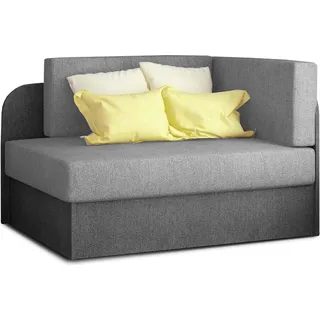 MOEBLO Kindersofa Raisa – 1-Sitzer Gästebett Sofa Sessel Jugendsofa Schlafsofa 1-Sitzer Gästebett mit Schlaffunktion und Bettkasten - Sofa Raisa R05 Hellgrau+Dunkelgrau (Omega 02+Omega 13) - Grau