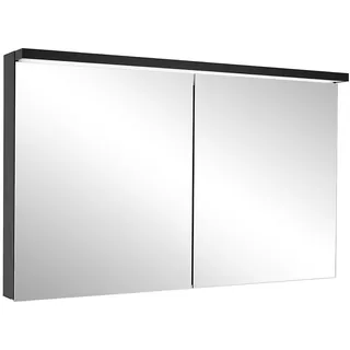 Schneider BORDO TW LED-Lichtspiegelschrank, 2 Türen, 139,5x72,6x17,8cm, 188.140.02.41, Ausführung: EU-Norm/Korpus schwarz matt, Rückwand verspiegelt
