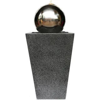 Dehner Gartenbrunnen Kioto mit LED Beleuchtung, ca. 83 x 34 x 34 cm, Edelstahl, grau