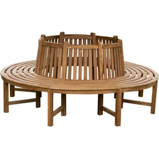 CLP Baumbank Teak Nila 360 Grad witterungsbeständige Gartenbank rund mit Rückenlehne | Farbe braun - Braun