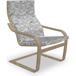 ABAKUHAUS Stadt Poäng Sessel Polster, Italian Style Apartment Houses, Sitzkissen mit Stuhlkissen mit Hakenschlaufe und Reißverschluss, Charcoal Grau und Weiß