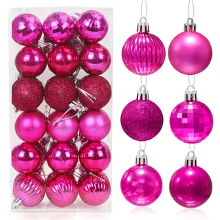 Weihnachtskugeln Rosenrot 36 Stück, Christbaumkugeln Kunststoff 4cm, Weihnachtsbaum Kugeln, Weihnachtskugeln Baumschmuck Ornamente, Christbaumkugeln Set für Party Weihnachtsschmuck