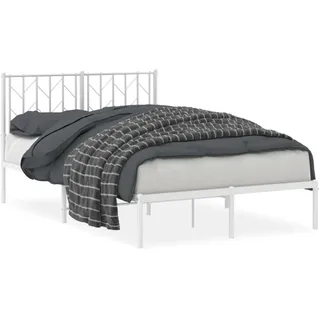 vidaXL Bettgestell mit Kopfteil Metall Weiß 120x200 cm - Weiß