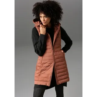 Steppweste ANISTON CASUAL, Damen, Gr. 40, braun (zimt), Steppware, Obermaterial: 100% Polyester. Futter: 100% Polyester. Wattierung: 100% Polyester, unifarben, figurbetont ca. Mitte Oberschenkel, Westen Steppweste, mit verstellbarer Kapuze