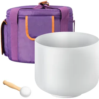 VEVOR Kristall-Klangschale, 20 cm F-Note Wurzel Chakra Klangschale, mattierter Quarz mit Gummihammer, O-Ring & Tragetasche, perfekt für Meditation, Yoga, Klangheilbad