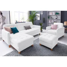 exxpo - sofa fashion Ecksofa »Elio, L-Form«, wahlweise mit Bettfunktion, weiß