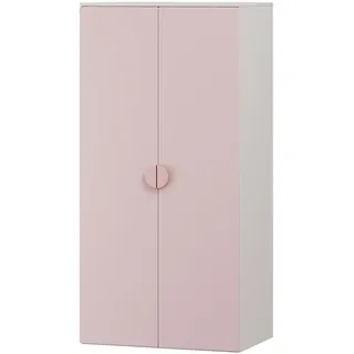 [en.casa] Kinderkleiderschrank Sandnes II. 40 x 123 x 60 cm Holzwerkstoff weiß/rosa