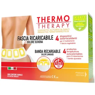 Thermo Therapy Band für Rückenschmerzen mit austauschbarem Einsatz, Wärme bis zu 12 Stunden, Packung mit 1 Stk. verstellbarem Nackenband + 4 selbsterwärmenden therapeutischen Einsätzen