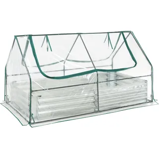 3-in-1 Hochbeet Kit mit Gewächshaus 'Balsorano' Stahl mit PVC-Folie 186 x 96 x 98 cm Transparent - Transparent