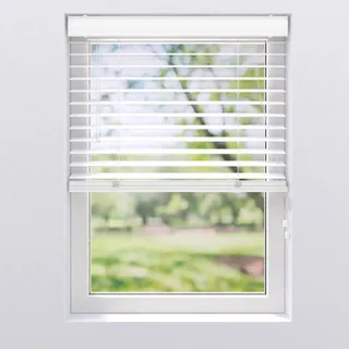 Jalousie 50mm in Holzoptik , Weiß , Kunststoff , 180x175 cm , Länge universell einstellbar , Heimtextilien, Vorhänge, Rollos, Jalousien