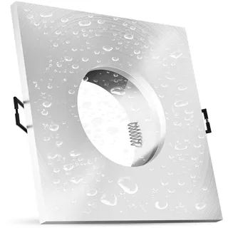 linovum Einbaurahmen ISASO für LED mit IP65 Schutz inkl. GU10 Fassung - Einbaustrahler Rahmen Alu gebürstet für Bad & Außen