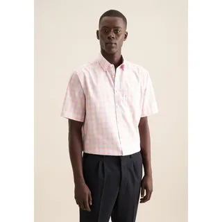 Businesshemd SEIDENSTICKER "Regular", Herren, Gr. XL (44), normale Ärmellängen, orange, 100% Baumwolle, kariert, regular fit, gerader Abschluss, Hemden Businesshemd, Regular 1/2 Button-Down-Kragen Karo