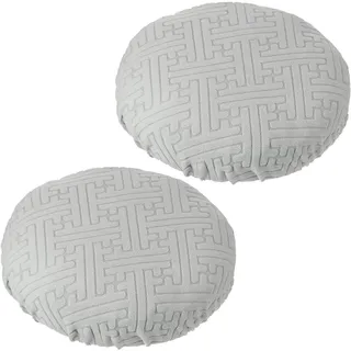 PATIKIL Elastischer Hockerbezug Rund (Durchmesser 28-35cm), 2 Stück, Grau | Waschbarer Sitzkissenbezug für Hocker & Stühle, Dehnbarer Barhocker Schonbezug