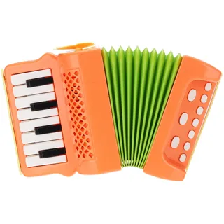 QUARKZMAN Akkordeon 10 Tasten Klavier Ziehharmonika Mini Musikinstrument Geschenke für Erwachsene Anfänger Bildung, Orange
