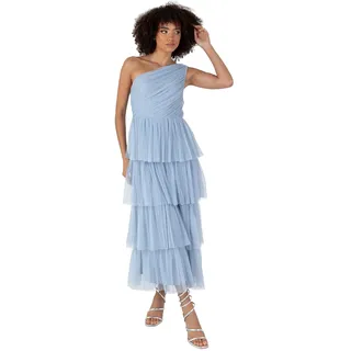 Anaya with Love Women's Midaxi Dress Ladies One Shoulder Sleeveless Tiered Skirt for Wedding Guest Bridesmaid Evening Occasion Ball Gown Blau 38