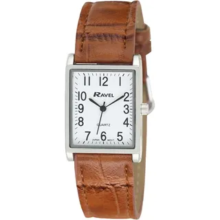 Uni Armbanduhr, Traditionelle rechteckige Uhr mit klarem Klares Zifferblatt und stilvolle Zeiger Hochwertiges Gehäuse und komfortables Armband - Braun