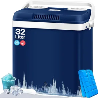 KESSER® 32 L Kühlbox 12V, 230V Stecker, Mini-Kühlschrank, Thermoelektrische Warmhaltebox - Navy