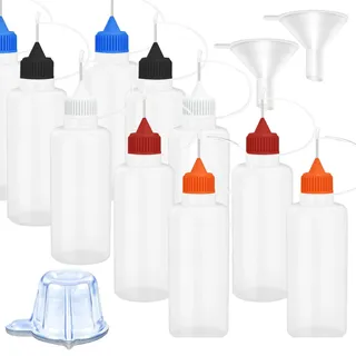 Präzisions-Applikator-Flasche, 10 Stück 20 ml Flaschen, 25 wiederverwendbare Becher und 2 Mini-Trichter für Mehrzweckgebrauch