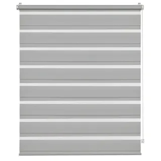 otto home Deco Company Duo Klemmrollo, Doppelrollo, Rollo für Fenster ohne Bohren, Alle Montage-Teile inklusive, Polyester, Hellgrau, 120 x 150 cm