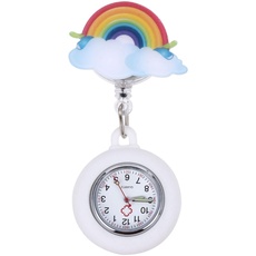 Uhr Brosche Einziehbare Regenbogen Abzeichen Uhr Tragbare Revers Uhr Geschenk für Mädchen Frauen Krankenschwestern Ärzte