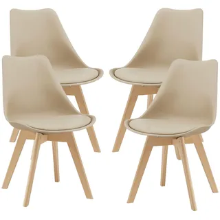 [en.casa] Esszimmerstuhl Fläten Kunstleder beige 4er Set