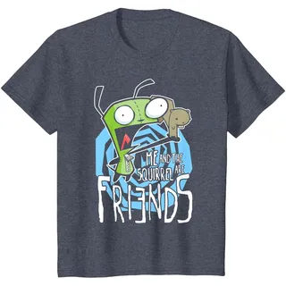 Invader Zim G.I.R Me and The Squirrel Are Friends Funny Logo T-Shirt, Kinder, Blau Meliert, 152