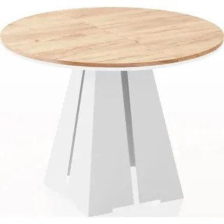 WFL GROUP Runder Esstisch Ø 120 cm Craft Eiche hellbraun