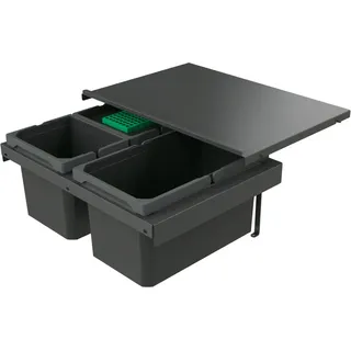 Naber 8013382 Abfallsammler Cox Stand-UP® 250 S/600-3 mit Biodeckel, anthrazit, 25 (1x13/2x6) Liter / 60 cm Schrankbreite - Grau