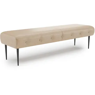 CAVADORE Sitzbank Amba, Trendige Polsterbank 3-sitzig für Küche, Esszimmer oder Wohnküche / Küchenbank passend zum 3-Sitzer Amba / 159 x 52 x 54 / Hochwertiges Mikrofaser: Beige