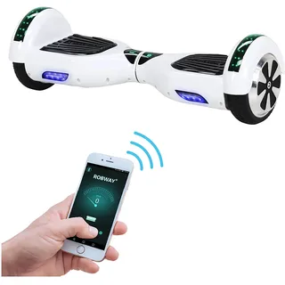 ROBWAY W1 Hoverboard | Elektroroller 700 Watt - 6,5 Zoll - 15 km/h - Bluetooth - LEDs - Soundeffekt - Smart Elektro Scooter - Jugendliche & Erwachsene - Weiß