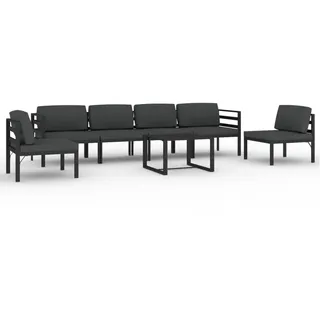 vidaXL 7-tlg. Garten-Lounge-Set mit Kissen Aluminium Anthrazit - Grau